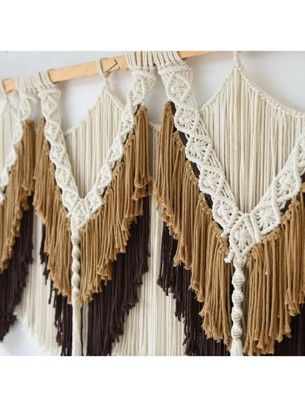 Boho Macrame Wall Hanging with Brown Tassels | 47